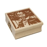 Dracula Vampire with Bats Halloween Square Rubber Stamp Stamping Scrapbooking Crafting - Small 1.25in