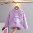 thumbnail image 5 of Afuyipoi Girls Heart Print Long Sleeve Pullover Sweater for Kids Size 3-13Y Winter Warm Casual Wear Purple Size 11, 5 of 7