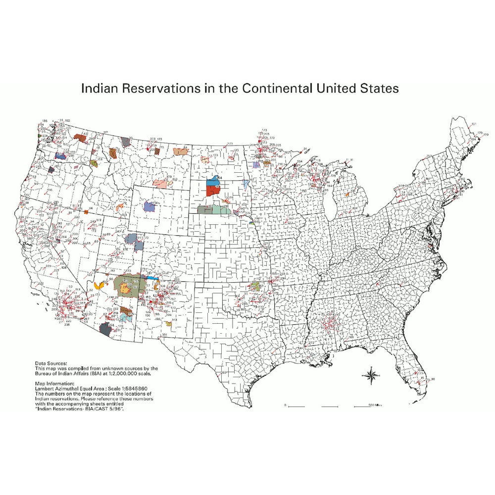 24"x36" Gallery Poster, Bia map of native american indian reservations