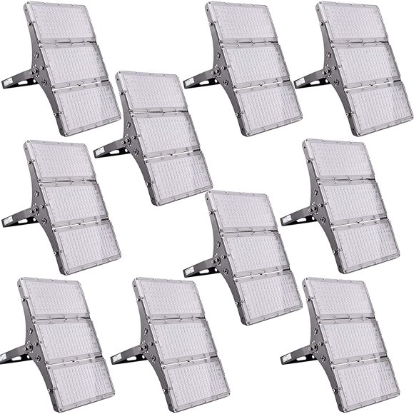 Sararoom 10Pcs 300W LED Flood Light Outdoor, IP65 Waterproof Security Lights, 27000LM 6500K Cold White Stadium Light, Floodlight Landscape Wall Light for Yard, Street, Parking Lot, Garage