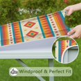 thumbnail image 6 of Easy Care Bohemian Floral Table Cover 34x34 Inch Square Tablecloth with Elastic Edge Resists Stains and Wrinkles, 6 of 6
