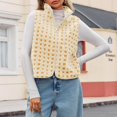thumbnail image 2 of Breezora Women's Checkered Waistcoat Plush Zip Up Sleeveless Jacket Cozy Winter Casual Outerwear for Daily Wear L Size Yellow, 2 of 7