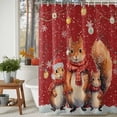 thumbnail image 3 of Red Christmas Shower Curtains for Bathroom, Squirrel Branch Ball Snowflake Watercolor Waterproof Fabric Shower Curtain for Bathroom Bathtub Decoration, Machine Washable, 60"x72", 3 of 9