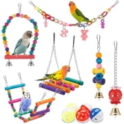 MRSXXNTY Bird Parakeet Toys,Swing Hanging Standing Chewing Toy Hammock Climbing Ladder Bird Cage Colorful Toys Suitable for Budgerigar, Parakeet, Conure, Cockatiel, Mynah, Love Birds, Finches