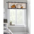 thumbnail image 4 of Curtain Valance for Windows Halloween Orange Pumpkin Ghost Face Black Cat Kitchen Valances Rod Pocket Short Curtains,Trick or Treat Black Buffalo Check Window Treatment Panel for Living Room 60x18in, 4 of 7