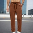 thumbnail image 2 of BUWTTER Men's Pants Casual Overseas Trade Front Tie Pocket Drawstring Printed Solid Color Regular Fit Trousers Coffee XXL, 2 of 8