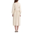 thumbnail image 3 of Vestido de suéter A-Line para mujer INSPIRE CHIC 2025, con cuello en V, manga larga, tejido acanalado, color beige, 3 of 5
