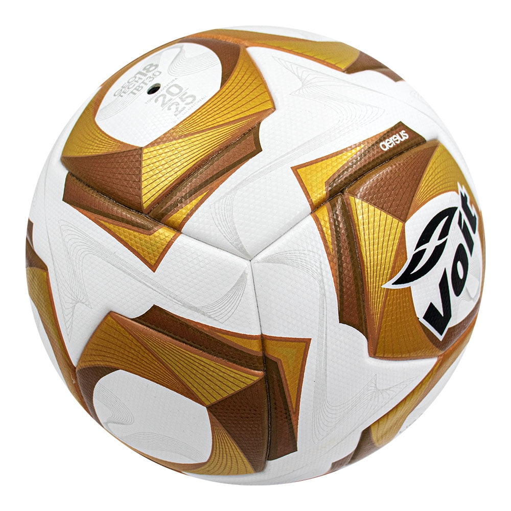 Voit Official Match Soccer Ball, FIFA Quality Pro Certified, Size 5, White and Gold, Professional Competition Grade