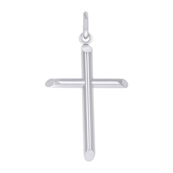 10k 10kt White Gold Unisex Tube Cross Religious Charm Pendant