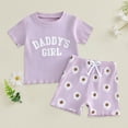 thumbnail image 2 of Xyant Toddler Baby Girl Summer Clothes 6 12 18 24 Month 2T 3T Daddys Girl Outfits Short Sleeve T-Shirts Tops Daisy Shorts Set (Purple,18-24 Months), 2 of 4