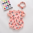 thumbnail image 2 of Utlike Baby Girls Bodysuits Print Clothes Ruched Outfits Hairband Romper Skin Friendly Fit Playsuits Daily Wear Size 18 Months-24 Months, 2 of 2