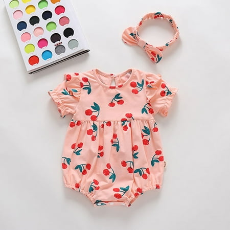 

Hunpta Print Infant Clothes Girls Ruched Outfits Hairband Bodysuit Baby Romper Girls Romper&Jumpsuit