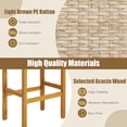 thumbnail image 6 of Costway 4PCS Patio PE Wicker Bar Stools with Acacia Wood Frame Bar Height Chairs Poolside, 6 of 9
