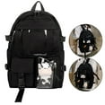 thumbnail image 2 of capacidad para niña escolar con bolsillos laterale de viaje informal para ordenador portátil tudiante Negro Sunnimix lindas mochilas, 2 of 8