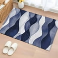 thumbnail image 2 of Navy Blue Large Area Rugs for Bedroom Living Room, Soft Non Slip Carpet Bedside Rug, Modern Moire Abstract Ripple Geometric Rectangular Floor Cover Kitchen Accent Rug 2'x3' for Dining Room/Office, 2 of 9