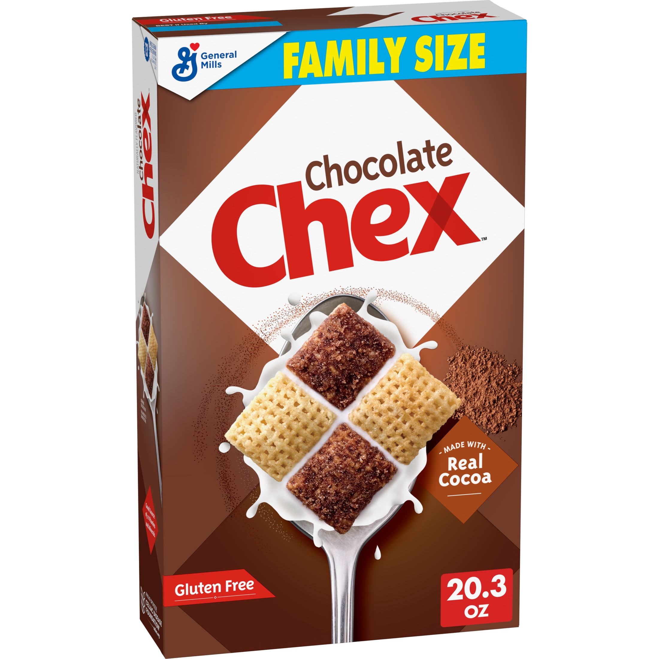 (5 pack) Chocolate Chex Cereal, Gluten Free Breakfast Cereal, Family Size, 20.3 oz