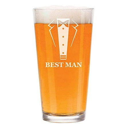 16 oz Beer Pint Glass Tuxedo Best Man