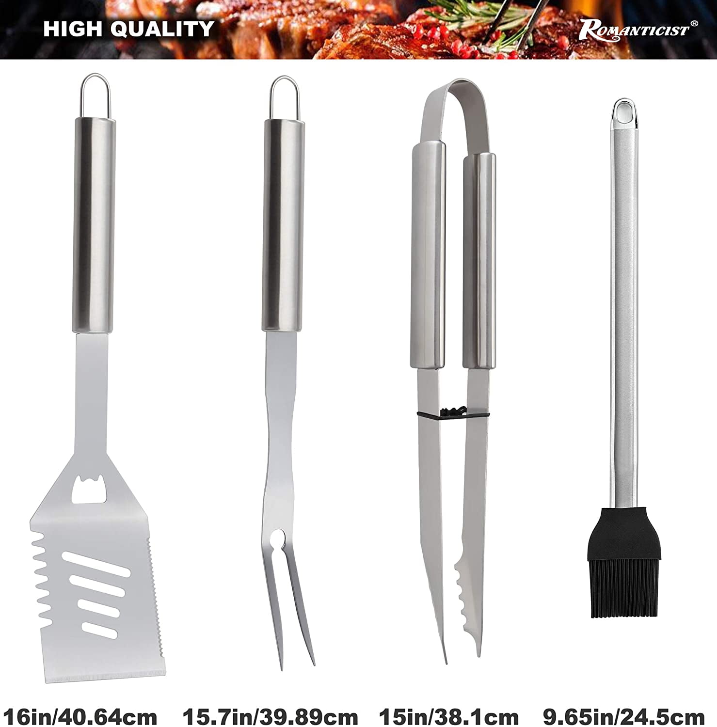 ROMANTICIST 20pcs Professional BBQ Accessories Set - Heavy-Duty Stainless Steel Grill Tool Kit, Perfect Holiday Gift for Christmas & Fall & Winter Grilling, Camping & Family Gatherings