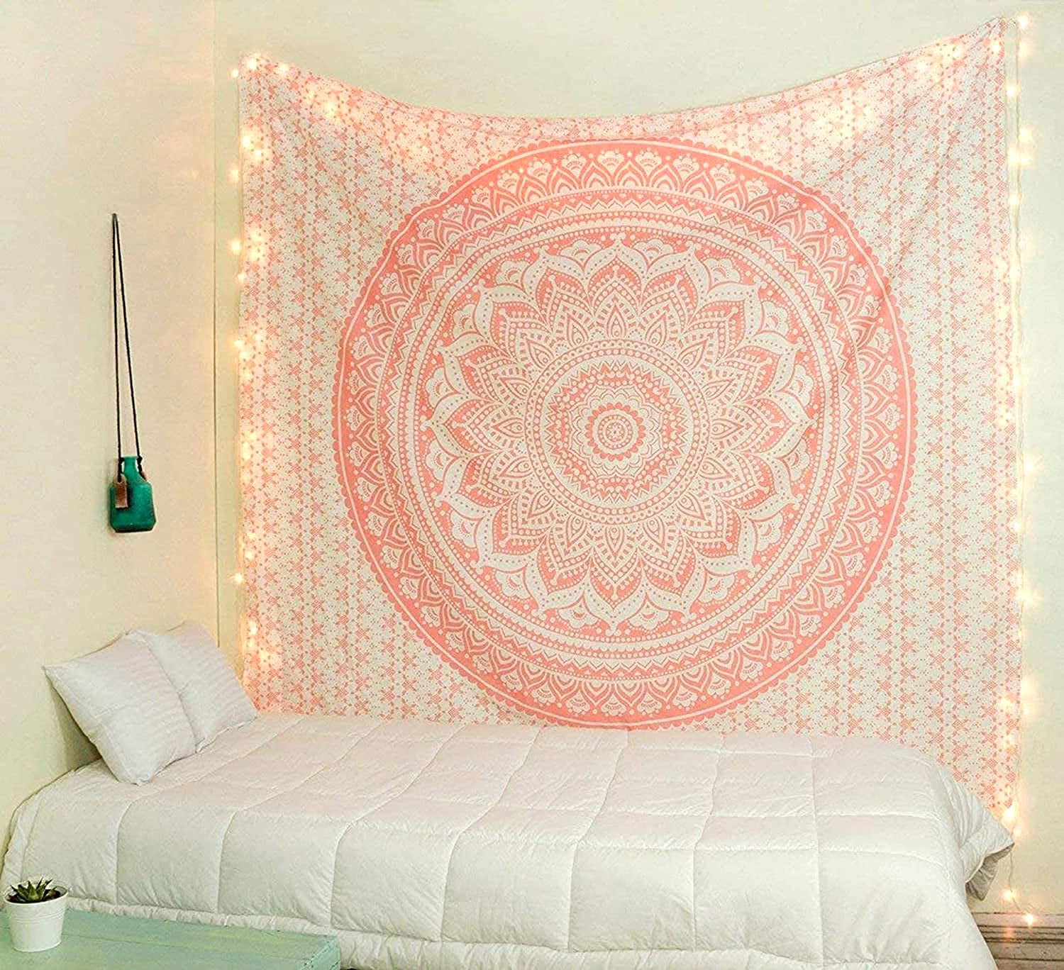 UMMH Grey Mandala Tapestry Bedroom Aesthetic - Indie Wall Tapestry Hippie  Room Decor - Boho Tapestrys -Trippy Small Tapestry Wall Hanging \u2013  White Silver Wall Art 30x40 Inches 