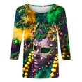 thumbnail image 4 of Jsaierl Womens Mardi Gras Shirts 3/4 Length Sleeve Crewneck Tee Top Funny Mask Graphic Print 2025 Fashion Carnival Party Blouses, 4 of 5