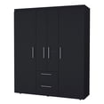 thumbnail image 3 of JERFIT 2 Door Armoire Wardrobe with Hanging Rods, 6 Shelves & 2 Drawers for Bedroom, Black Wood Storage Closet Organizer, 3 of 6