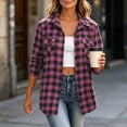thumbnail image 5 of Jovrlynd Womens Flannel Shirt Plaid Button Down Collared Long Sleeve Fall Shirt Shacket with Pockets, S-2XL, 5 of 8