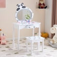 thumbnail image 3 of Ktaxon 2-1 Kids' Vanity Table Set with Lighted Mirror, Girl Princess Makeup Table,Children's Toy Furniture, White, 3 of 9