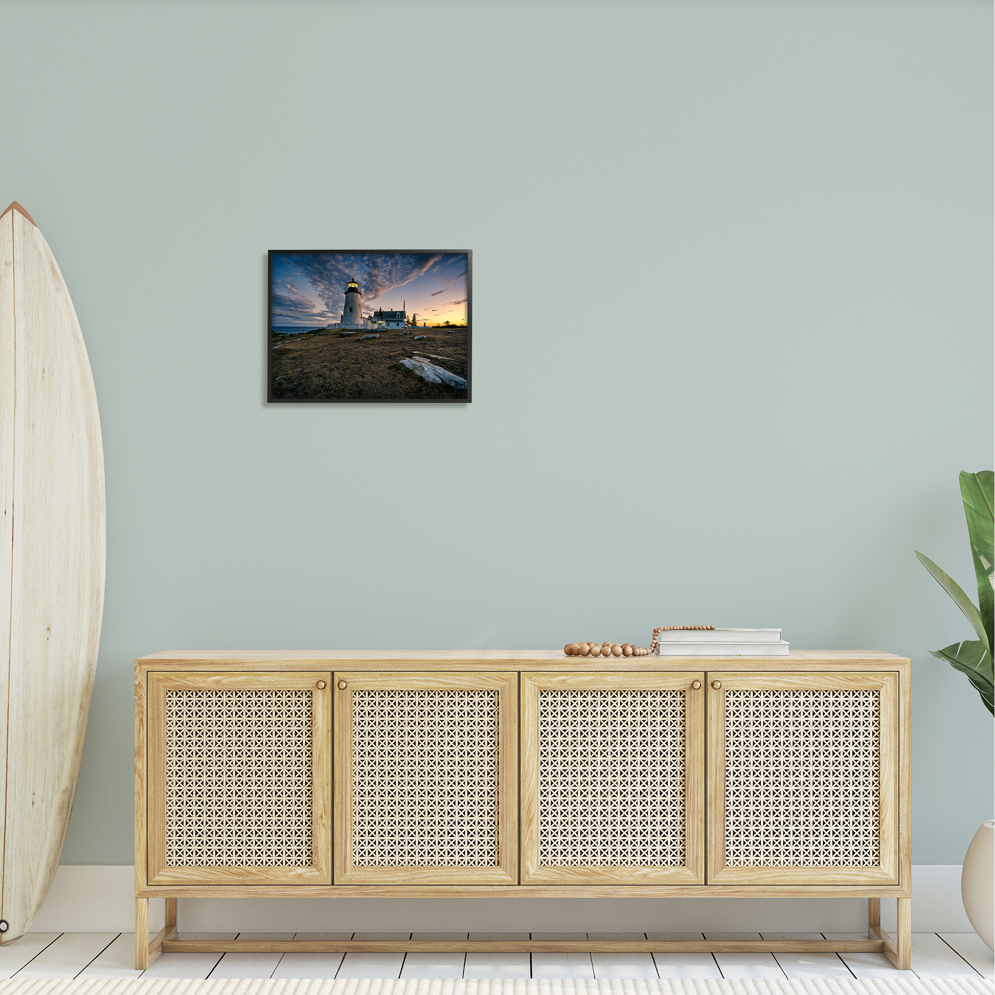 Stupell Maritime Lighthouse Clouds Landscape Landscape Photography Black Framed Art Print Wall Art
