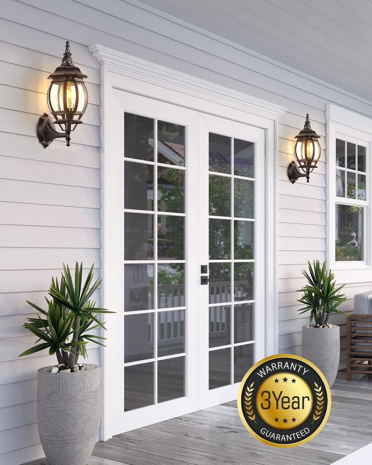 VIANIS Outdoor Wall Lantern, Dusk to Dawn Porch Lights, Outside Lighting Fixtures for House, Oil Rubbed Bronze Exterior Garage Light Fixtures Wall Mount, Anti Rust Outdoor Wall Sconce Lamp for Patio