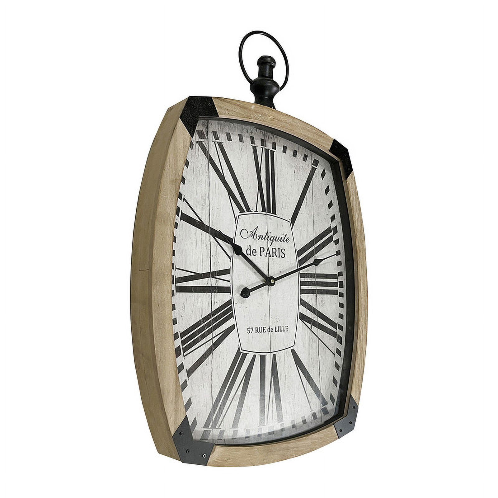 Kiara Wood Rectangle Farmhouse Style Roman Numeral Wall Clock