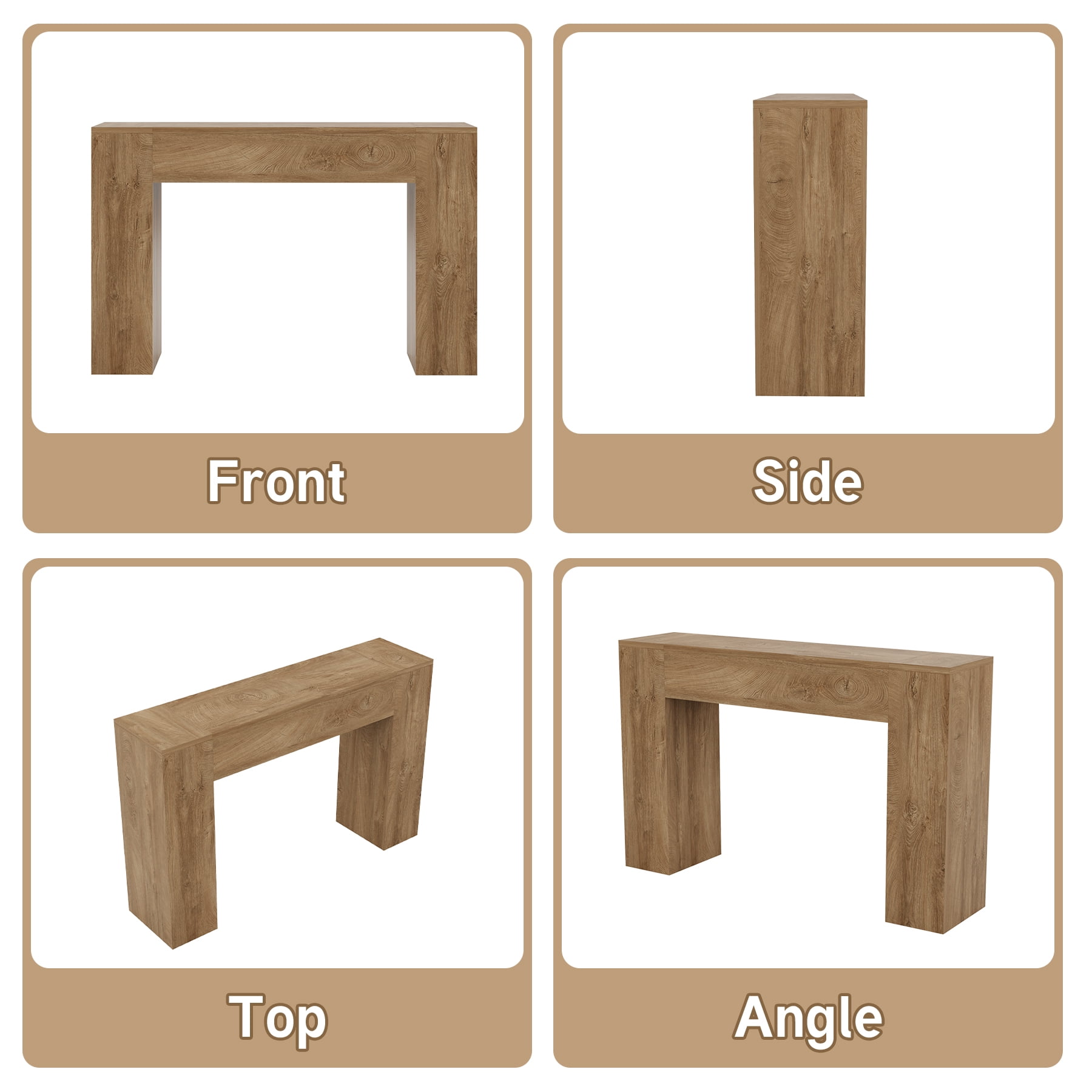Wood Console Table for Entryway Living Room, 43-Inch Small Sofa Table, Farmhouse Rectangular Accent Console with Wooden Double Base for Behind Couch Hallway Foyer Entrance, Light Oak Brown