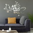 thumbnail image 4 of Espejo de pared extraíble con diseño de flores de plástico para el hogar, sala de estar, decoración, color plateado, 4 of 6