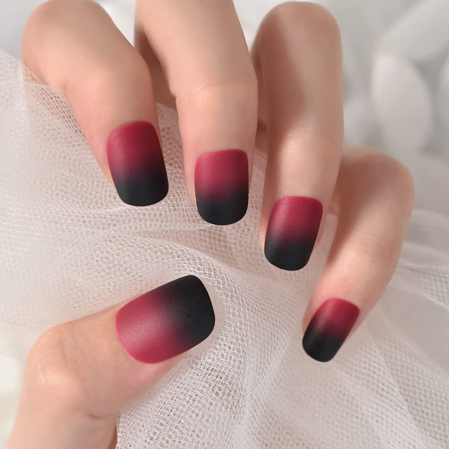 Rubber Matte Dark Red Black Press on False Nails Short Squoval Salon DIY Manicure Reusable Fake Acrylic Nail Art Tips for Daily with Jelly Adhesive Tabs Nail File Rubber Matte Dark Red Black Press on False Nails Short Squoval Salon DIY Manicure Reusable Fake Acrylic Nail Art Tips for Daily with Jelly Adhesive Tabs Nail File