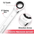 thumbnail image 5 of 20 Pcs Ratcheting Combination Wrench Set, SAE 1/4-3/4"& Metric 6-19mm, 72-Teeth, Chrome Vanadium Steel, Fixed Head Wrench Set, 5 of 7