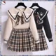 thumbnail image 1 of Sanrioes Anime Kuromi Cinnamorol Girl Princess Dress Kids Collegiate Style Sweater Spring Tops+Pleated Skirt Outfits Pullover, 1 of 5