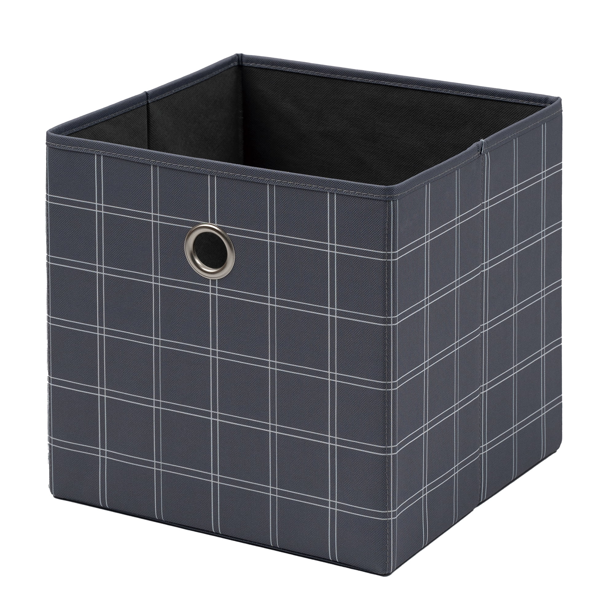 (2 pack) Mainstays Collapsible Fabric Cube Storage Bin, Gray Windowpane, 10.5 in x 10.5 in x 10.75 in