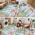 thumbnail image 6 of Easter Rabbits Area Rugs Collection 2.7'x5', Spring Cute Bunny Eggs Flowers Leaf Blue Plaid Non Slip Indoor Rectangle Throw Runner Rug Floor Mat Carpet for Living Room Dining Table Bedroom Nursery, 6 of 9