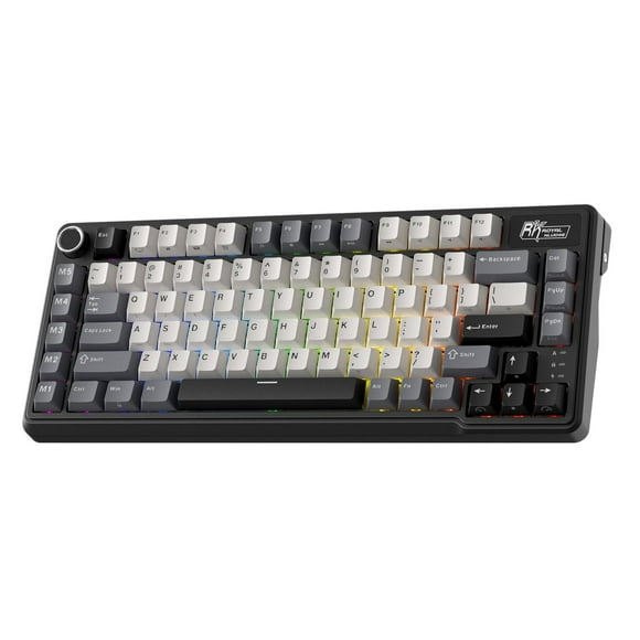 RK ROYAL KLUDGE L75 Gasket Mount Mechanical Keyboard w/Knob/Macro Keys & Touchable Nameplate, Tri-Mode 75% TKL Wireless Keyboard BT/2.4G/USB-C, Hot S
