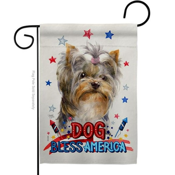 Breeze Decor G120235-BO Patriotic Yorkshire Animals Dog 13 x 18.5 in. Double-Sided Decorative Vertical Garden Flags for House Decoration Banner Yard Gift