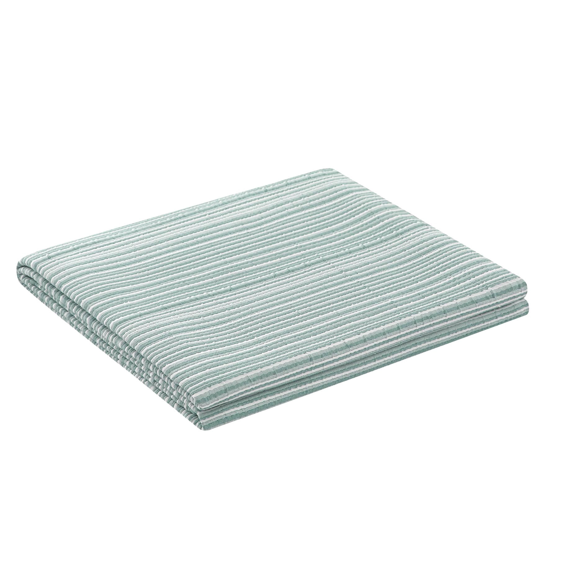 Mainstays Essentials Full/Queen Stripe Quilt, Green Coverlet, Lightweight & Reversible Bedding