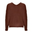 thumbnail image 6 of Fgnfyis Women V Neck Pearl Studded Button Design Irregular Off Shoulder Knit Sweater Brown One Size, 6 of 6