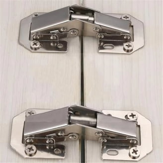 Luokim 4pcs Full Overlay Soft Close Cabinet Hinges Frameless Concealed Door Hinges European Soft Closing Four-Hole Mounting Plate Hinges Nickel Plated Finish