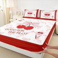 thumbnail image 3 of Manfei Red Cherry Bowknot Queen Sheet Sets for Girl, Cartoon Princess Ribbon Flat Sheet, Initial A Letter Queen Fitted Sheet, Lightweight Room Decor, 4-Piece, 3 of 7
