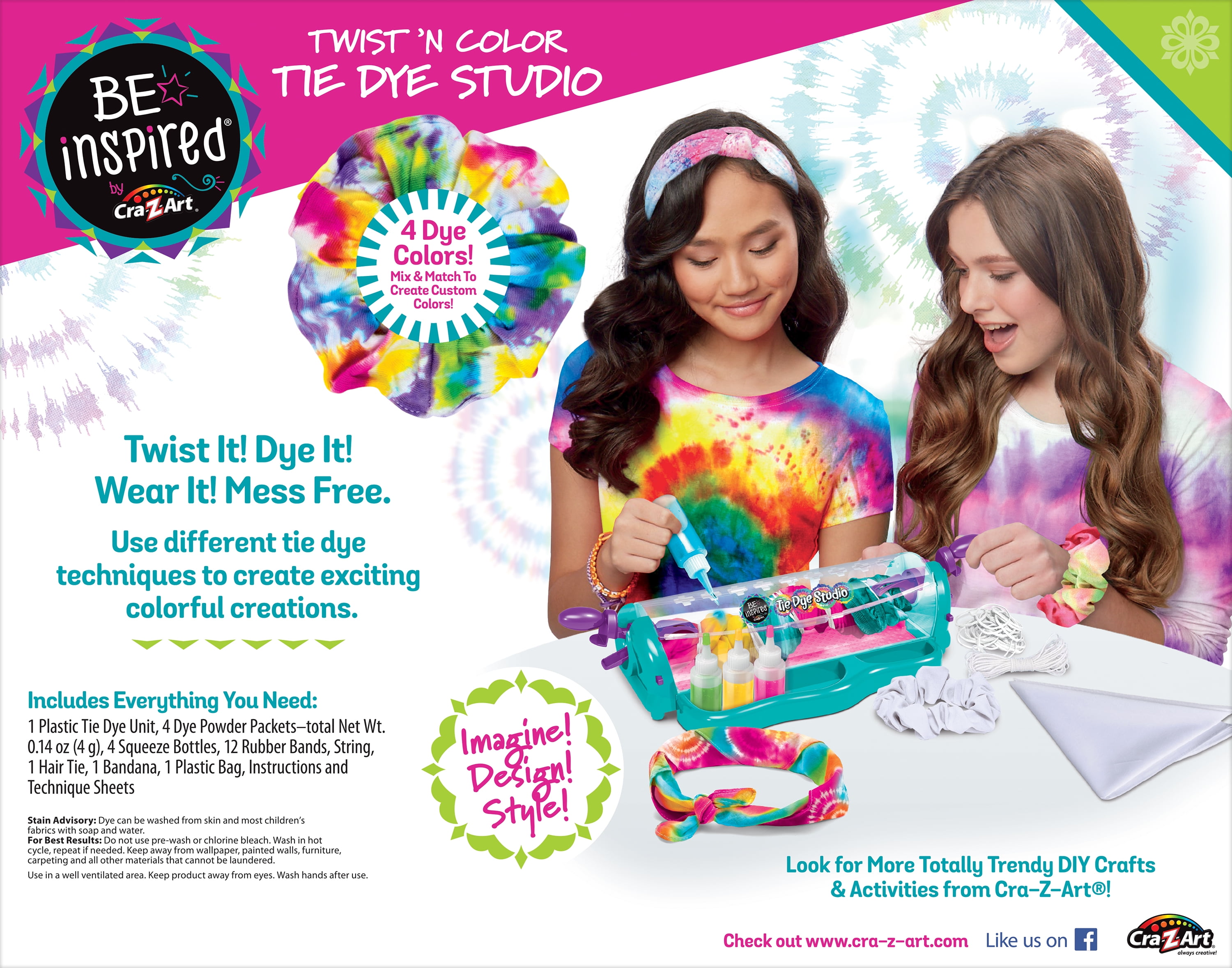 Original Stationery Color Crazy Tie Dye Kit, All in One Tie Dye Kit for Girls Ages 10-12 with All The Tie Dye Colors Needed to Make Colorful Tie Dye