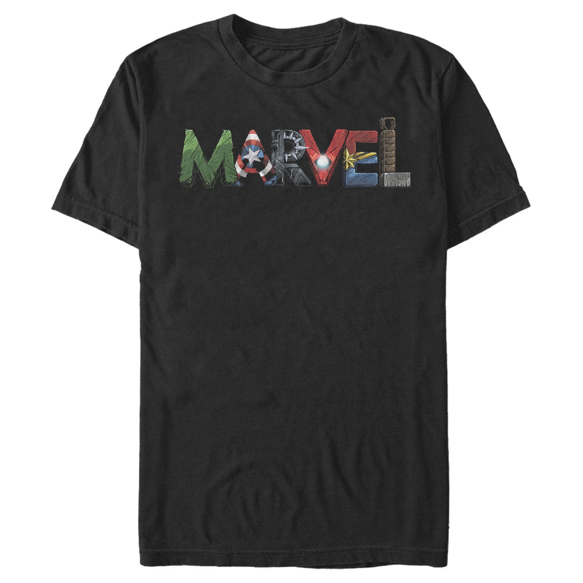 Men's Marvel Logo Hero Font  Graphic Tee Black 2X Large