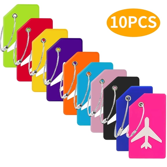 WLGJL 10 Pack Mixed-Color Silicone Luggage Tags with Stainless Steel Loops, TSA-Friendly Privacy Cover Travel ID Tags for Suitcases & Various Bags