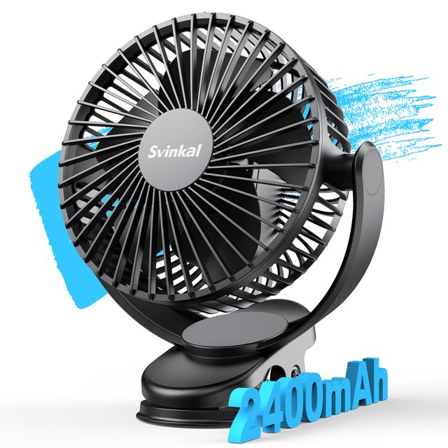 Ventilador con clip Svinkal USB Personal con batería de 2400 mAh de 15 cm