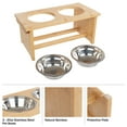thumbnail image 2 of Petmaker Elevated Dog Pet Bowls with Stand - 7-Inch Bamboo Feeder with 2 Stainless Bowls - Hold 20oz, 2 of 6