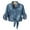 Blue, variant on Honeeladyy Clearance under 10$ Womens Chambray Denim Crop Tops Roll Up 3/4 Sleeve Tie Front Knot Shirts Tee Casual Button Down Short Sleeve Jacket