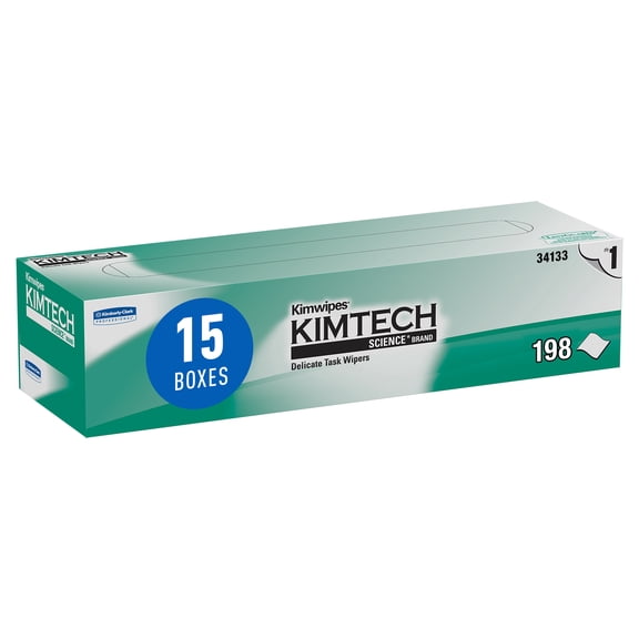 Kimtech Science Kimwipes Delicate Task Wipes (34133), Pop-Up Box, White (15 Boxes of 198 Sheets, 2,970 Sheet Total)